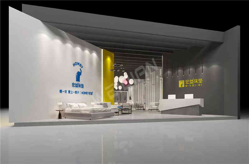 廣州展覽設計公司助力宏益床墊廣州家具家居展展臺設計搭建